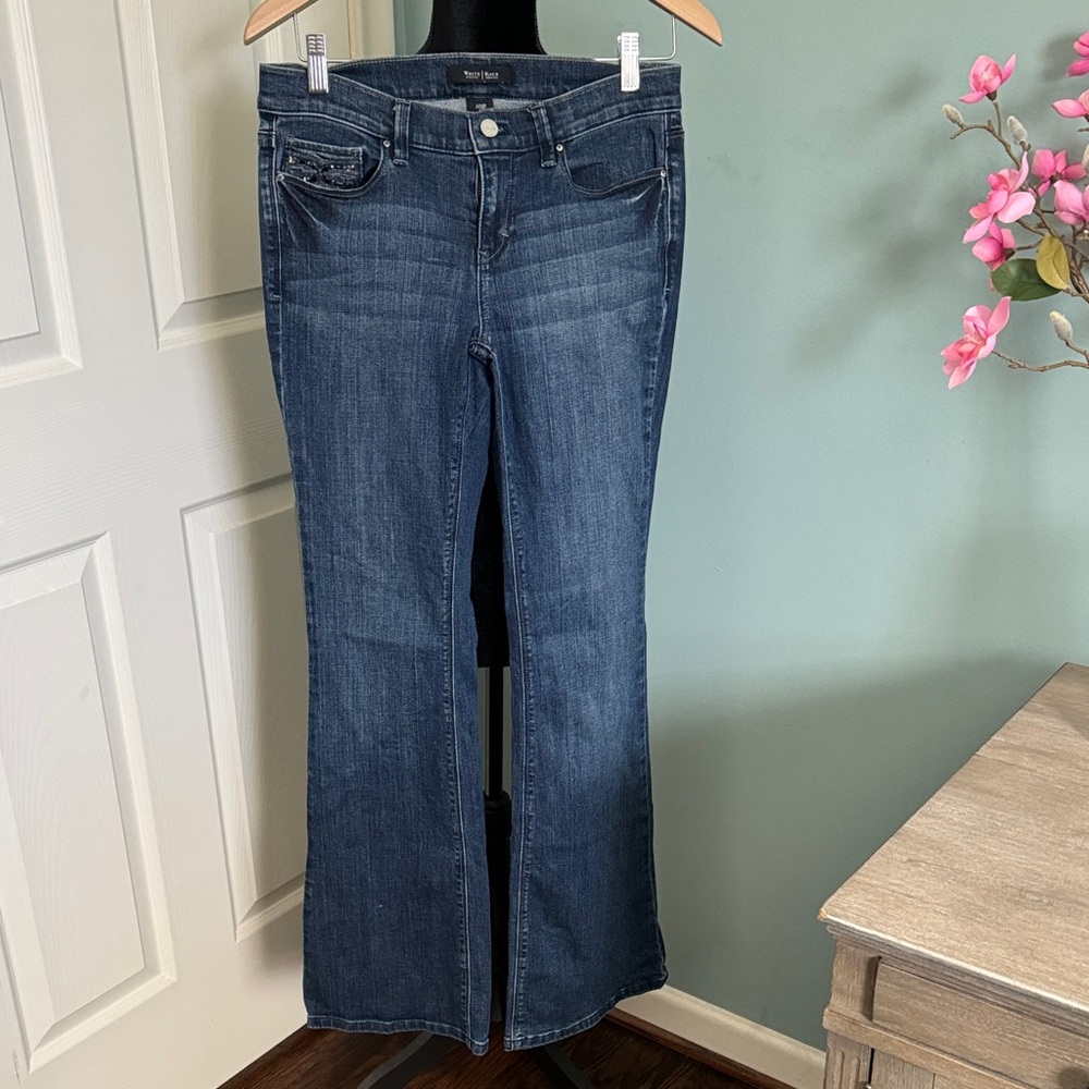 WHBM Dark Blue Flare Jeans With Crystal Detail